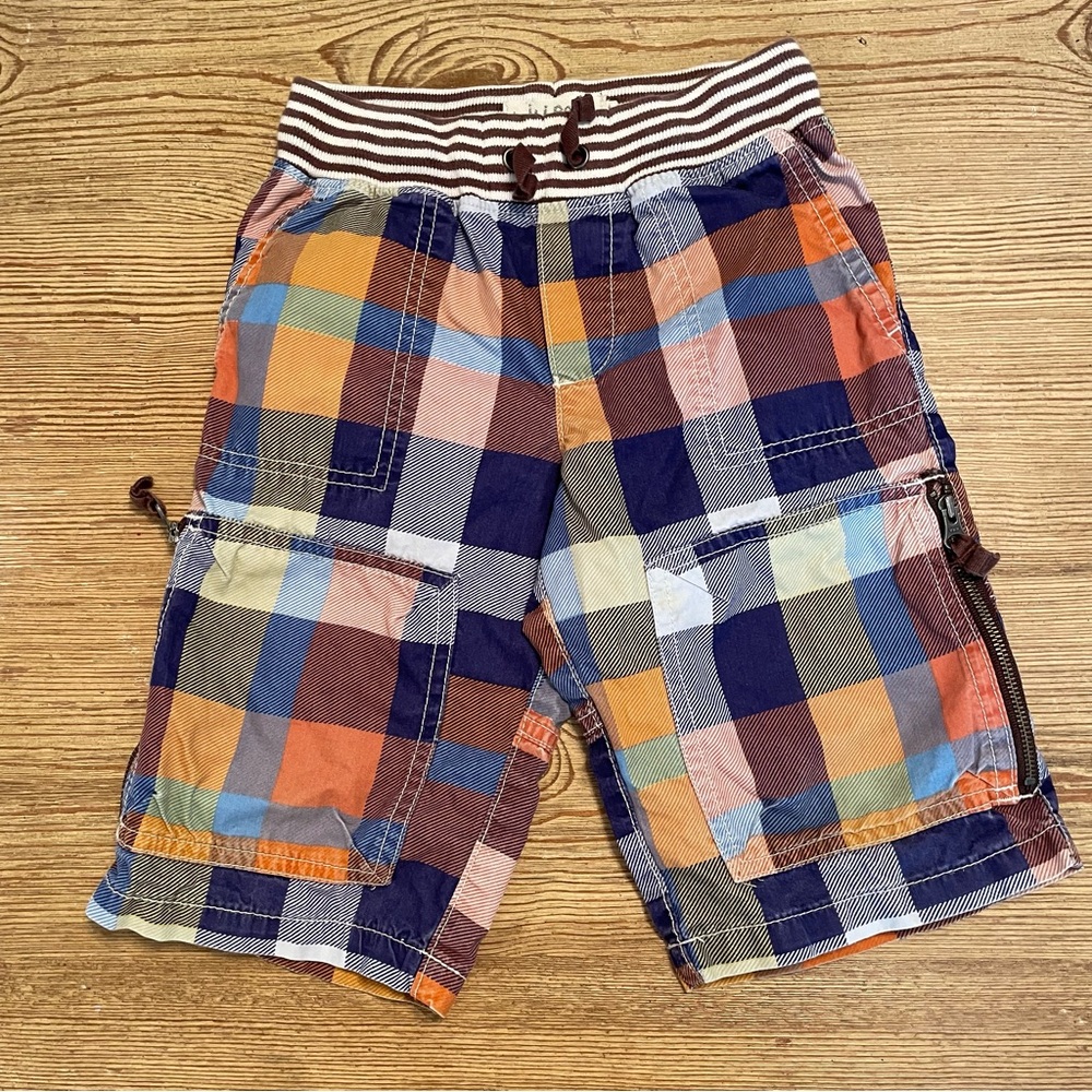 Mini Boden Colorful Plaid Cargo Shorts